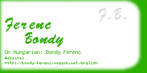 ferenc bondy business card